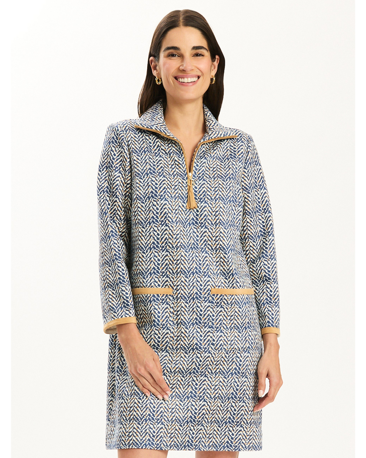 Helene Knit Dress - Iced Coffee/Midnight Navy