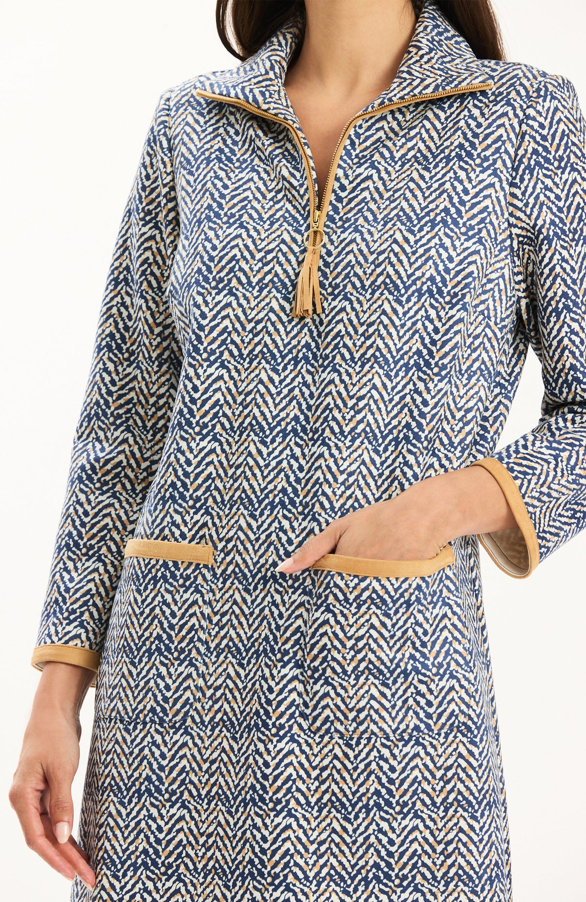 Helene Knit Dress - Iced Coffee/Midnight Navy
