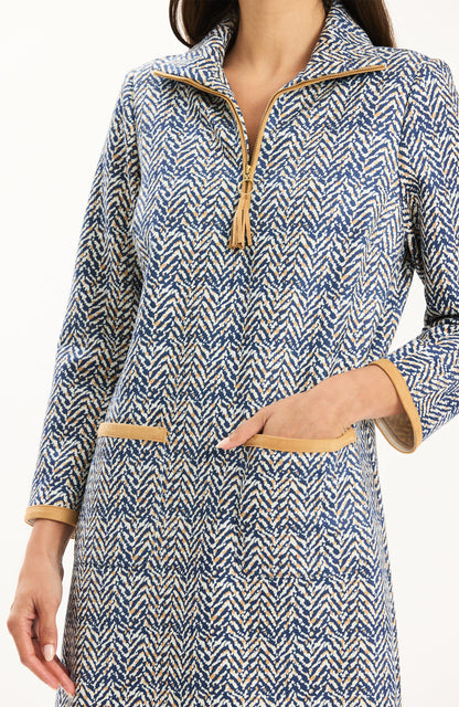 Helene Knit Dress - Iced Coffee/Midnight Navy