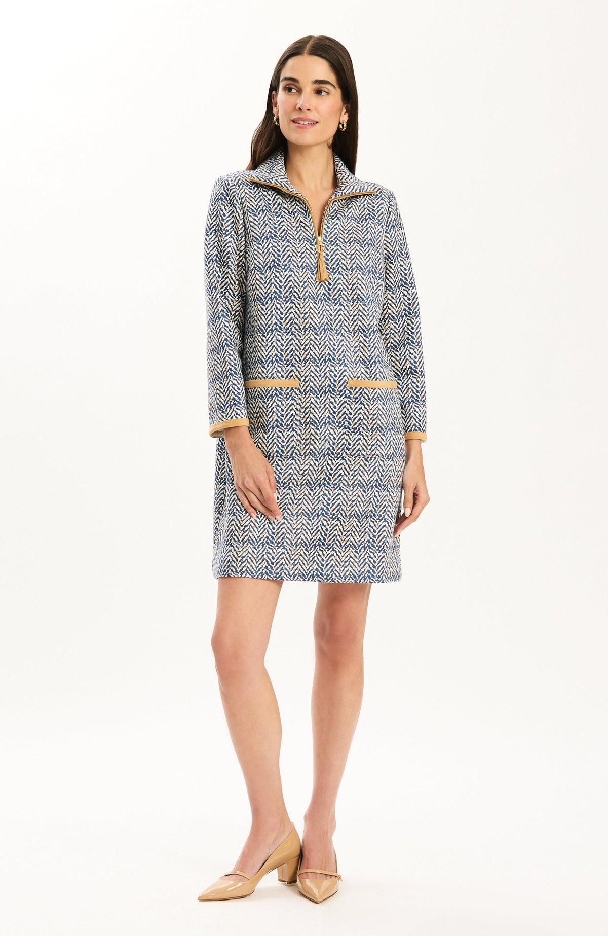 Helene Knit Dress - Iced Coffee/Midnight Navy
