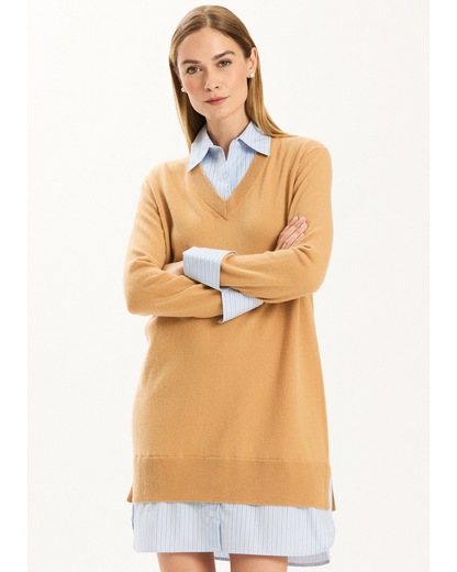 Logan Cashmere Twofer Dress - Iced Coffee