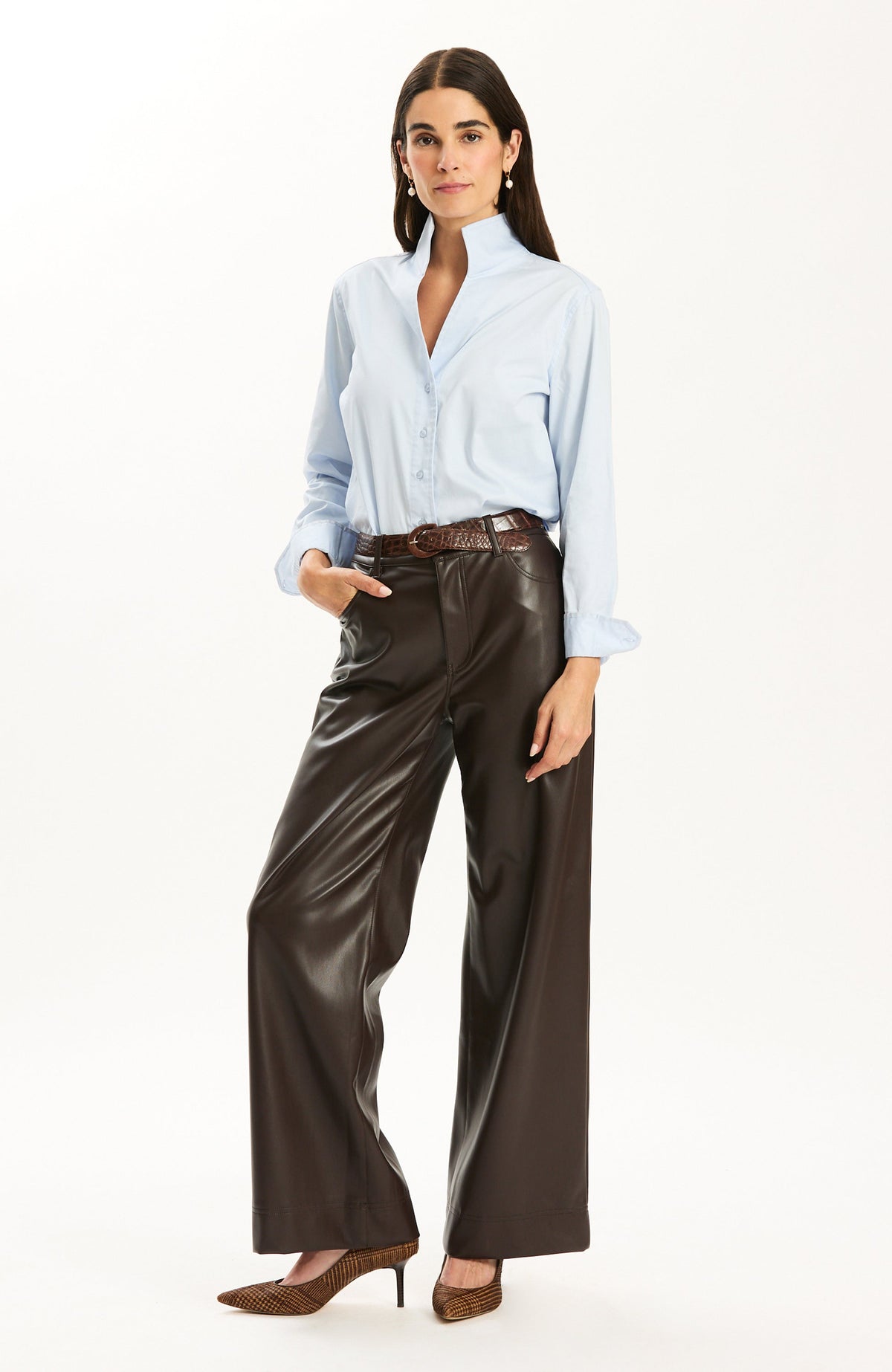 Natalie Cotton Sateen Shirt - Blue