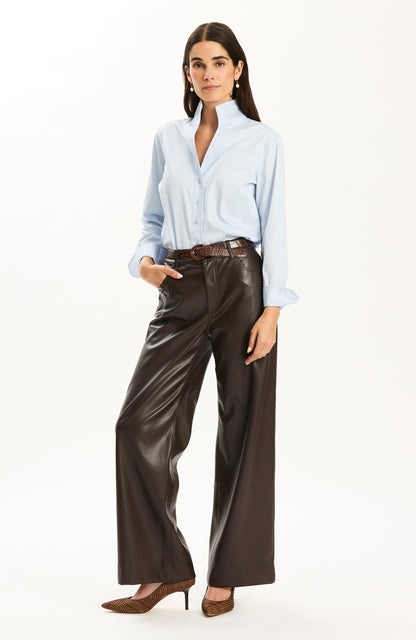 Natalie Cotton Sateen Shirt - Blue