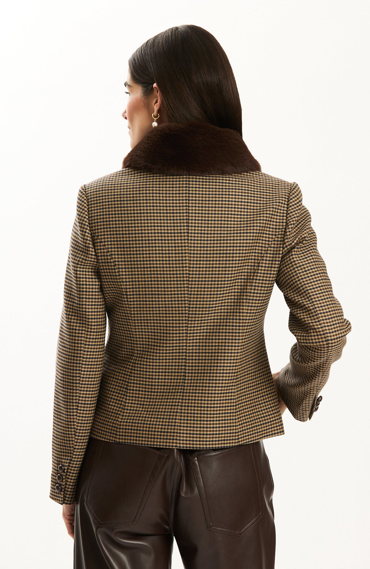 Lucy Mixed Media Jacket - Dark Brown