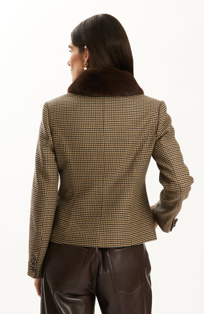 Lucy Mixed Media Jacket - Dark Brown