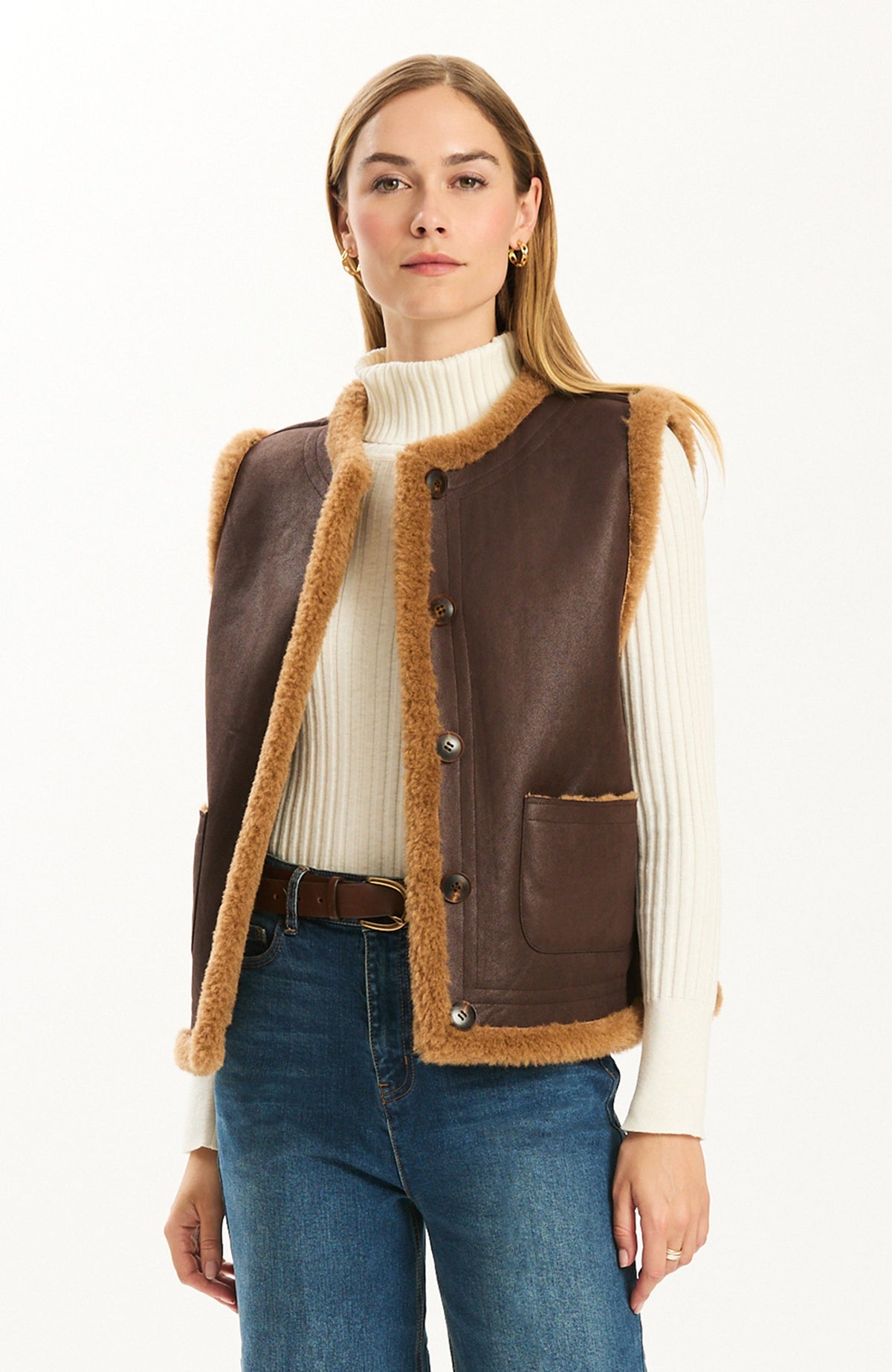 Hyland Reversible Sherpa Vest - Demitasse