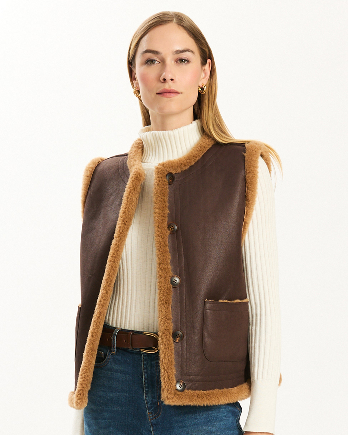 Hyland Reversible Sherpa Vest - Demitasse