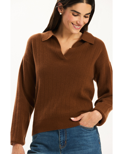 Emerson Cashmere Polo - Bison