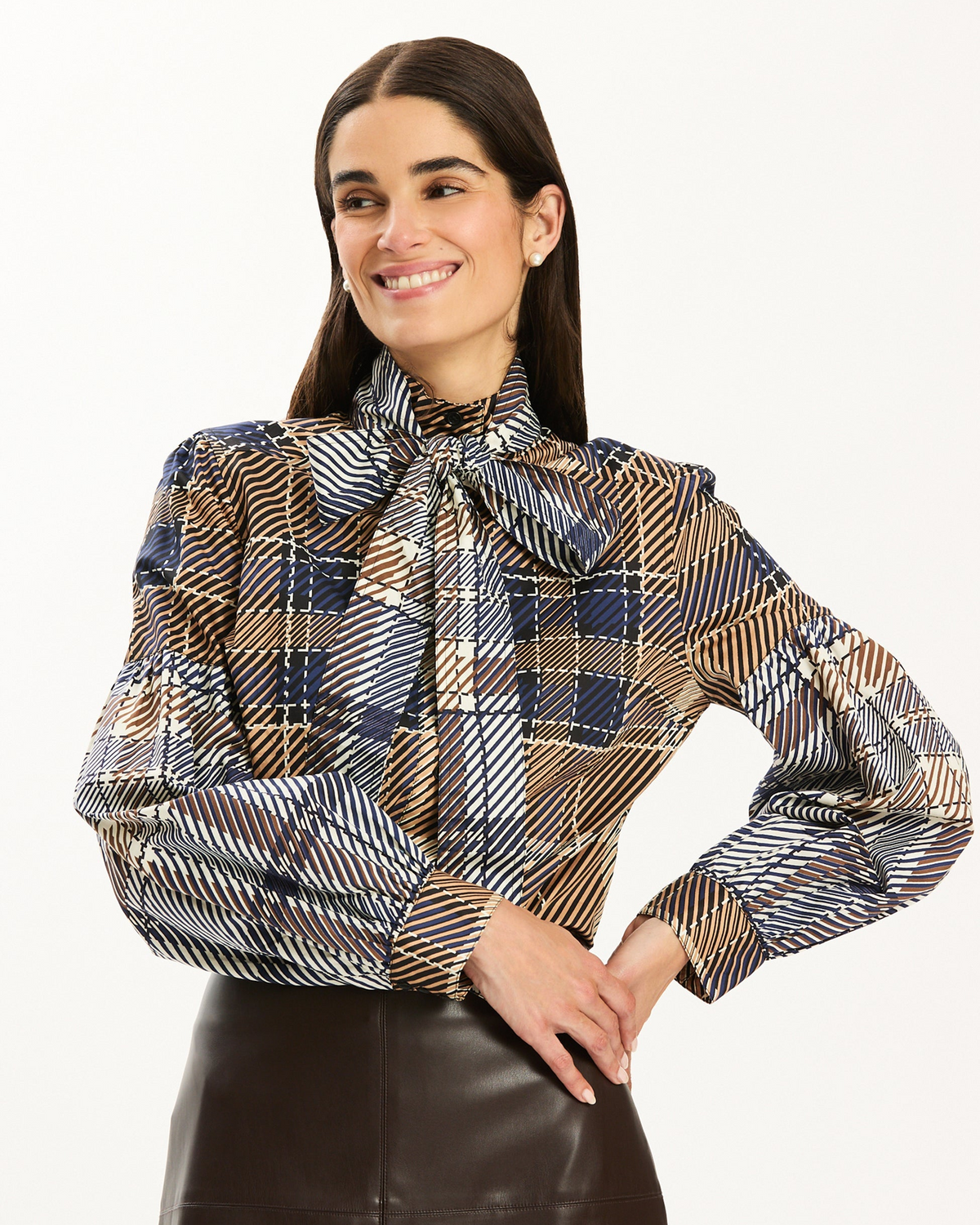 Georgia Plaid Tie Blouse - Multi