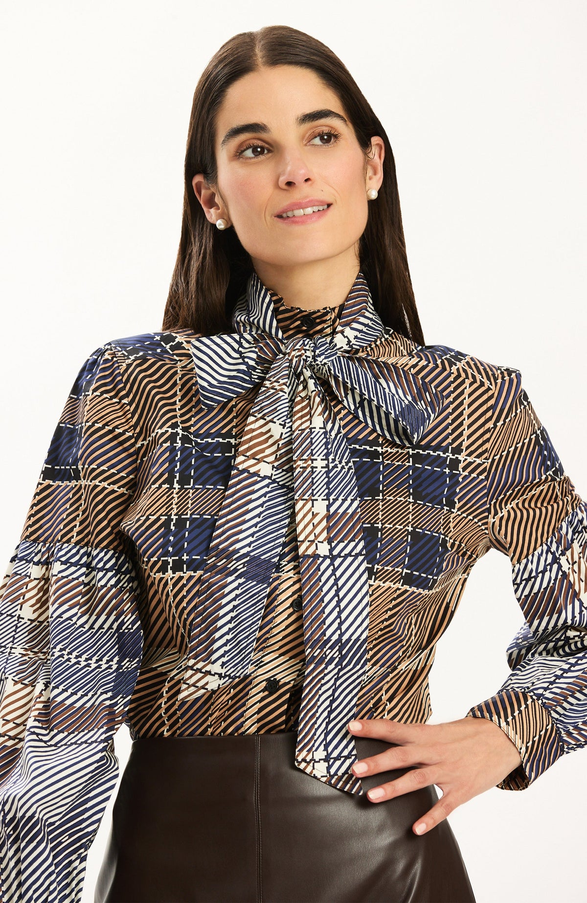 Georgia Plaid Tie Blouse - Multi