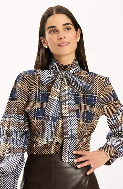Georgia Plaid Tie Blouse - Multi