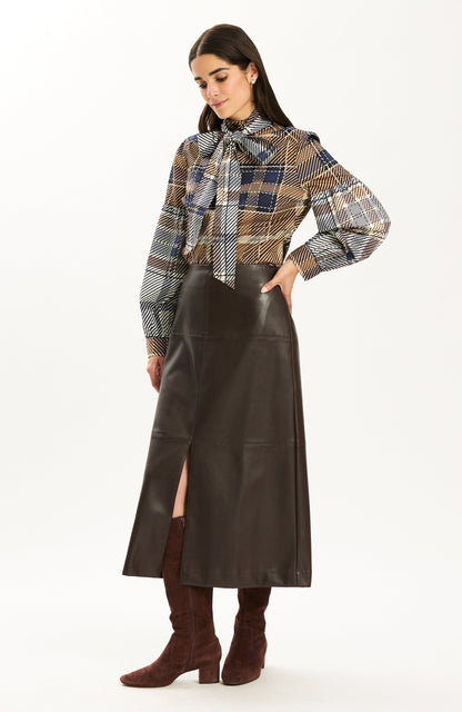 Georgia Plaid Tie Blouse - Multi