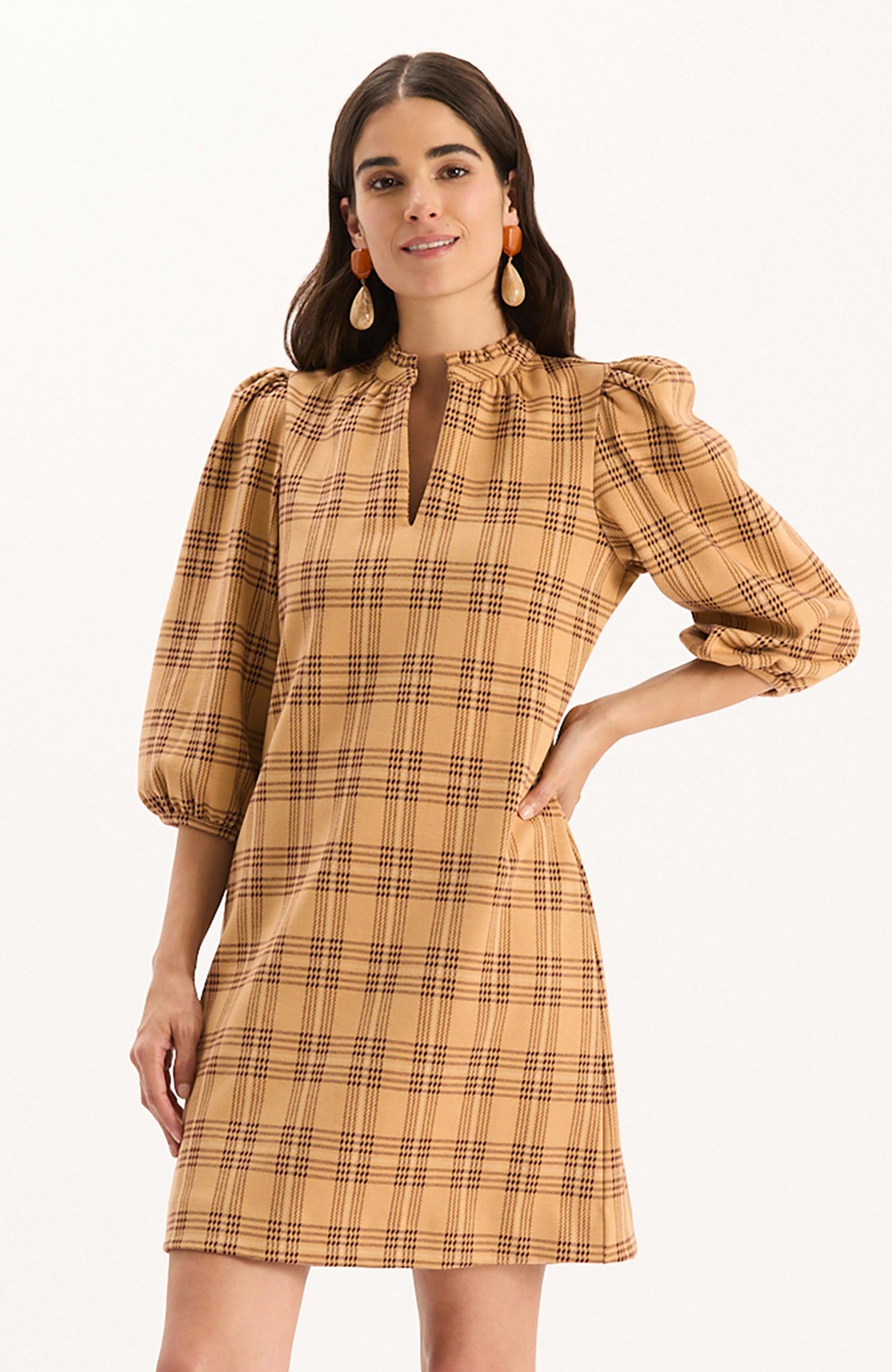 Sherri Knit Dress - Golden Tawny Wheat Plaid - XS / GTW GOLDEN TAWNY WHEAT PLAID Sherri Knit Dress - Golden Tawny Wheat Plaid - XS / GTW GOLDEN TAWNY WHEAT PLAID