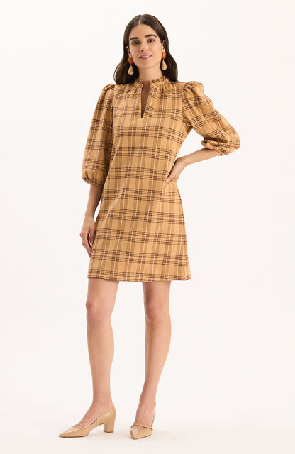 Sherri Knit Dress - Golden Tawny Wheat Plaid