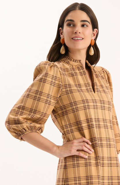 Sherri Knit Dress - Golden Tawny Wheat Plaid