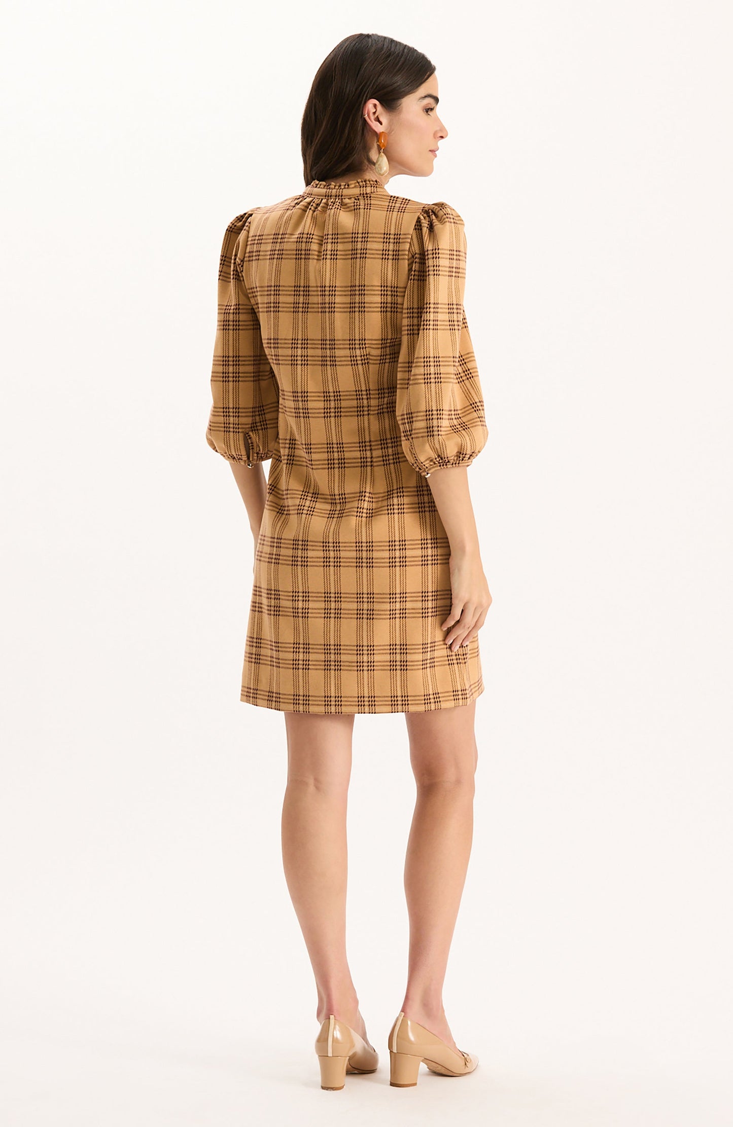 Sherri Knit Dress - Golden Tawny Wheat Plaid