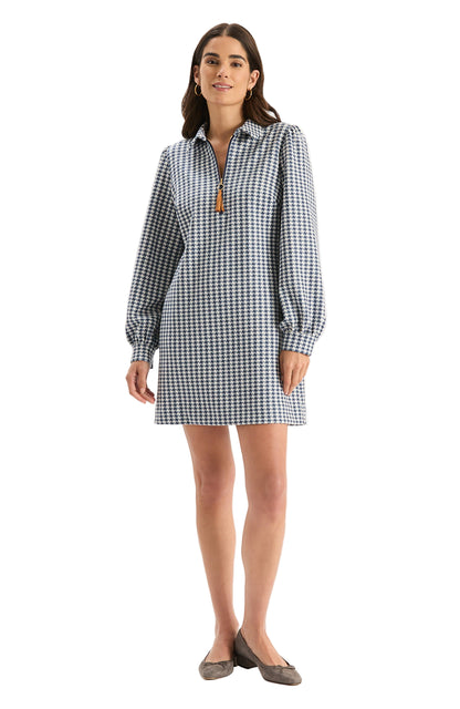 Melanie Knit Dress - Houndstooth Navy