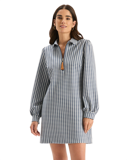 Melanie Knit Dress - Houndstooth Navy