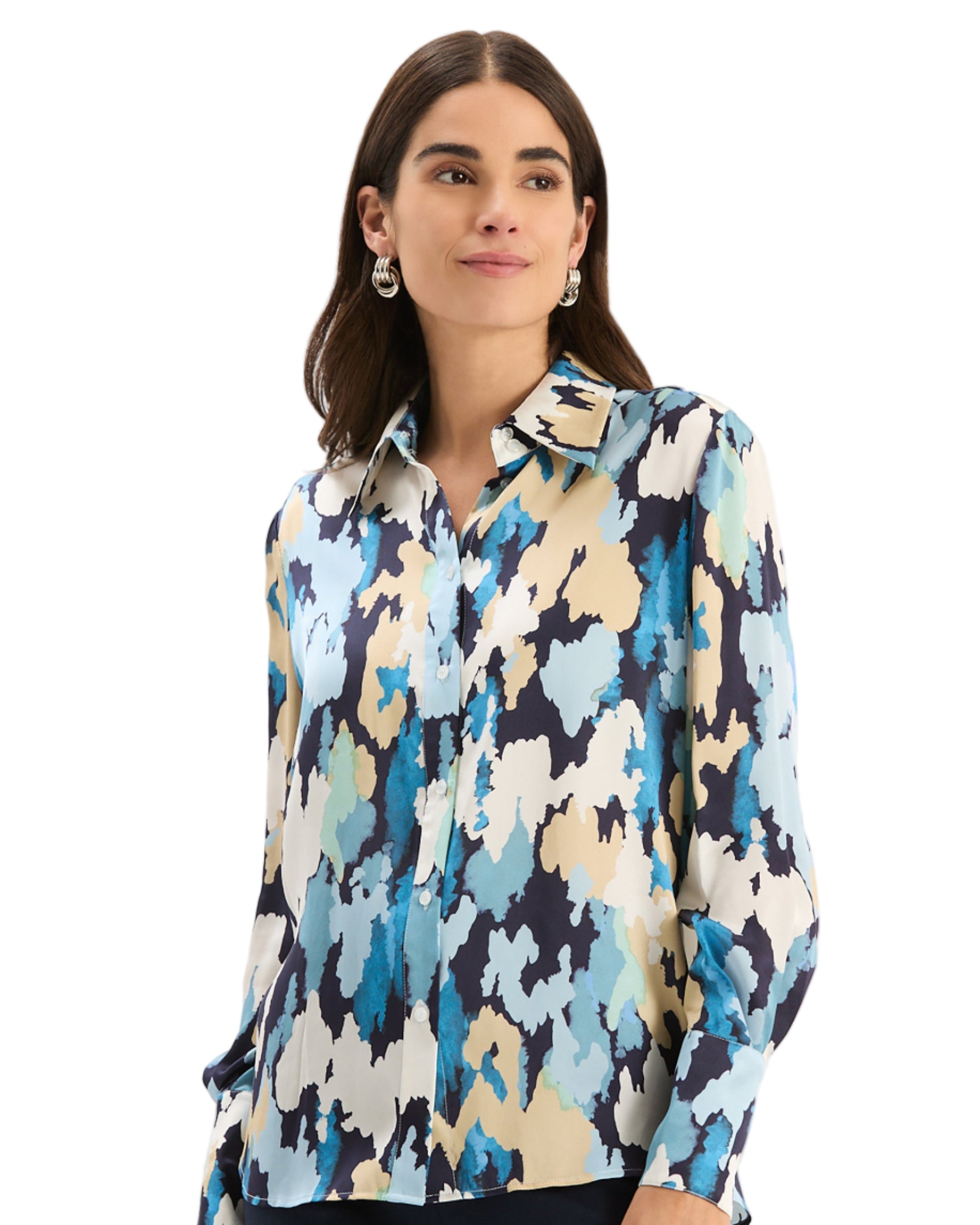 Chloe Silk Blue Clouds Shirt
