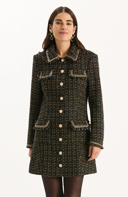 Beth Gold Button Boucle Dress