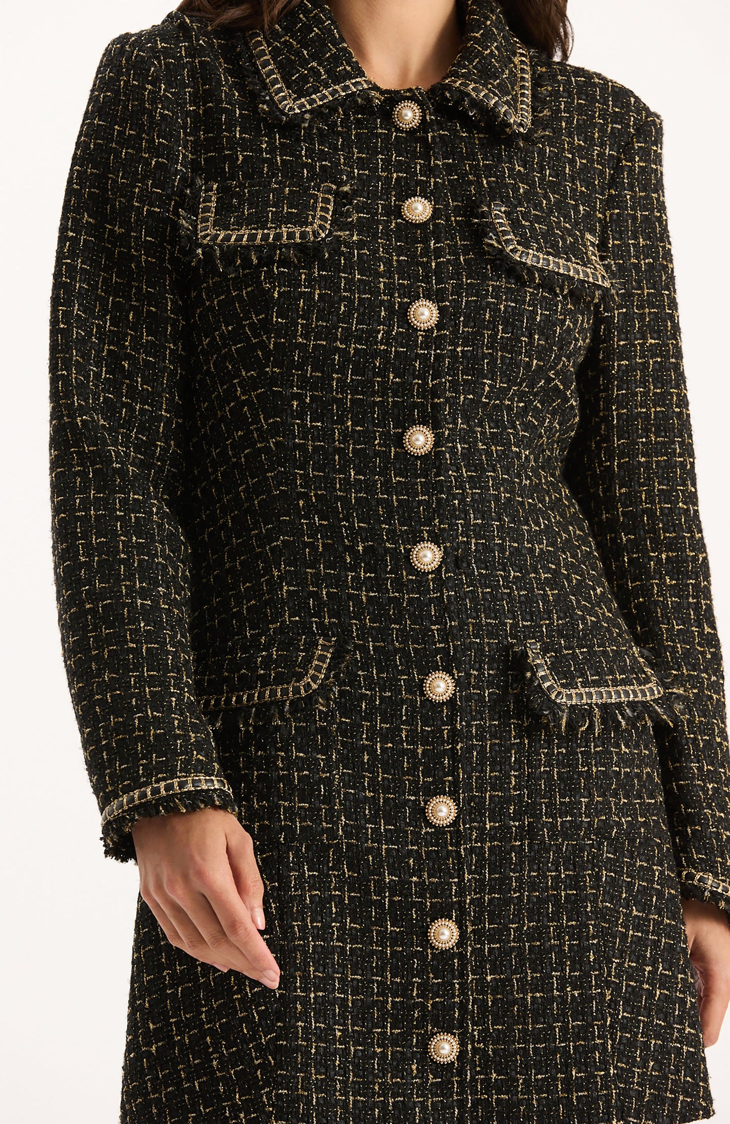 Beth Gold Button Boucle Dress