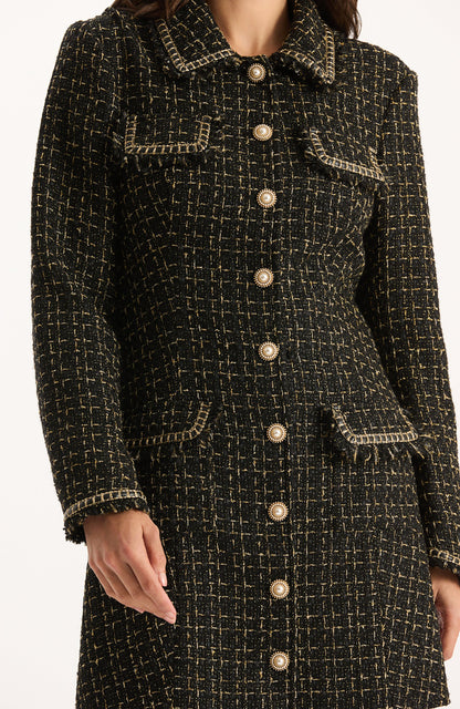 Beth Gold Button Boucle Dress