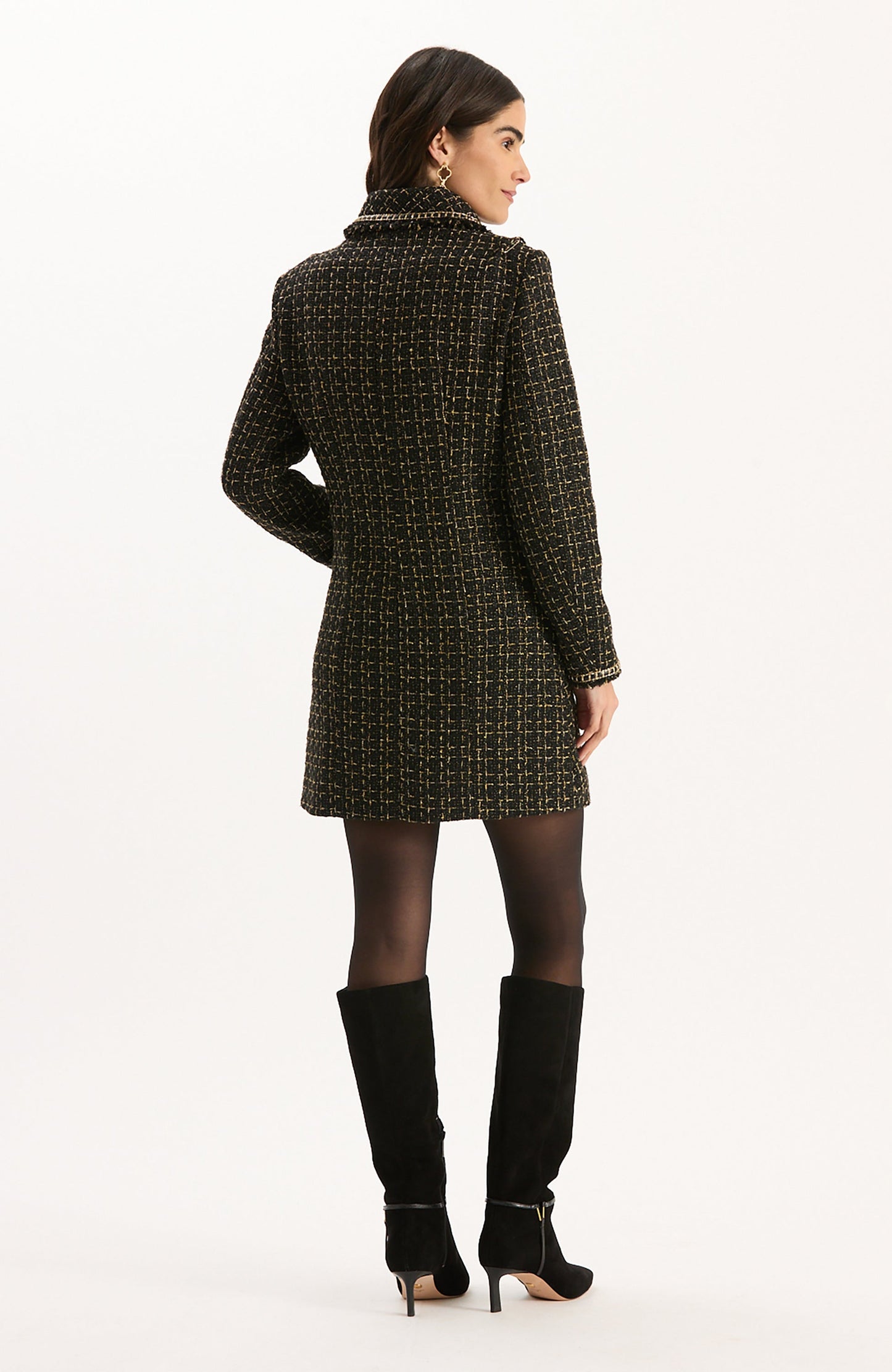 Beth Gold Button Boucle Dress