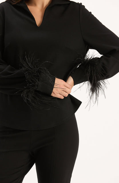 Erin Ponte Feather Sleeve Top