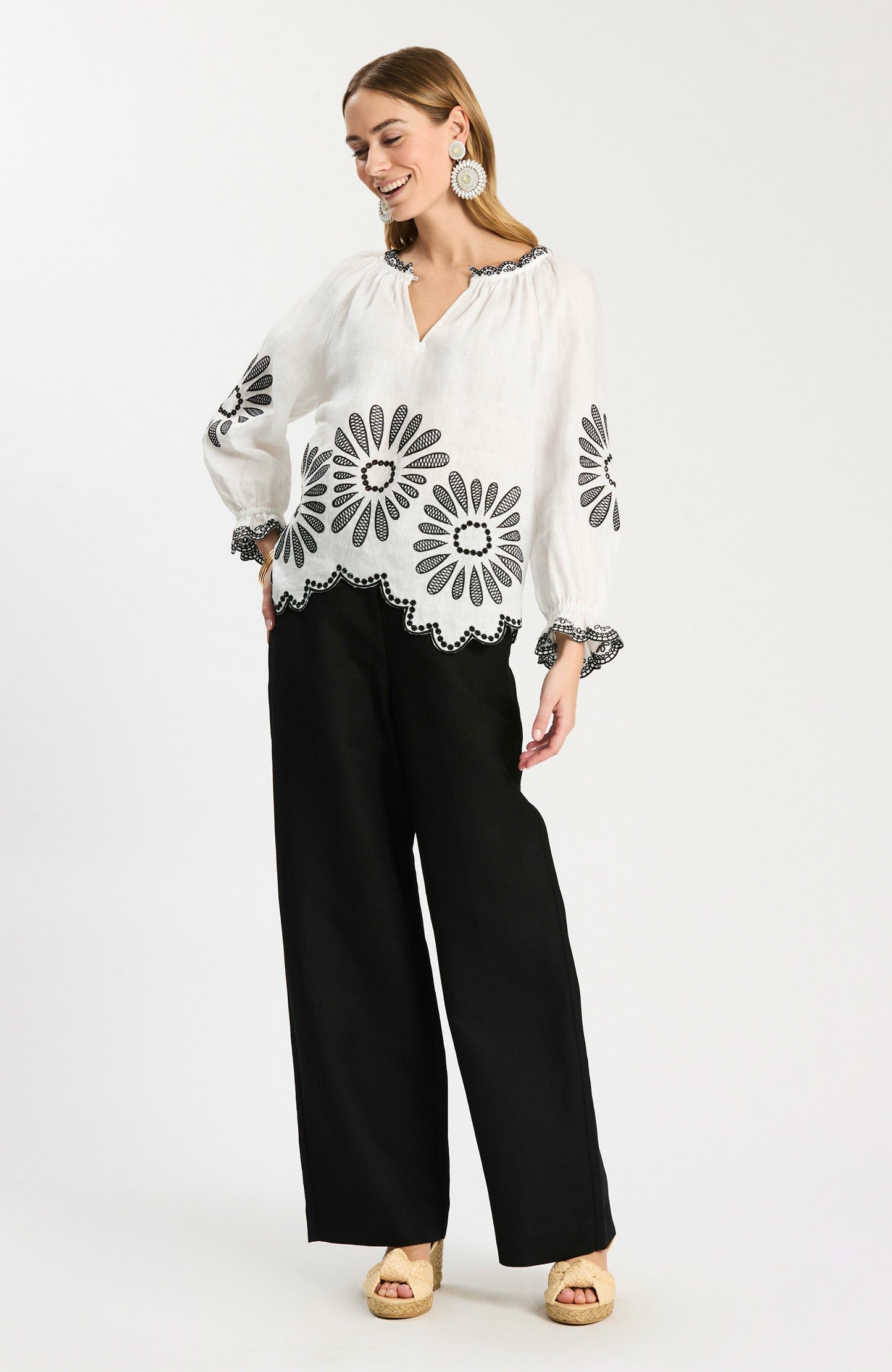 Kelsey Linen Embroidered Top