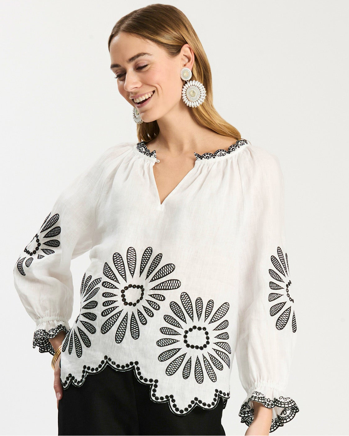 Kelsey Linen Embroidered Top