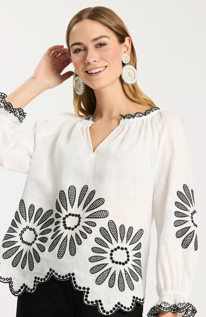 Kelsey Linen Embroidered Top