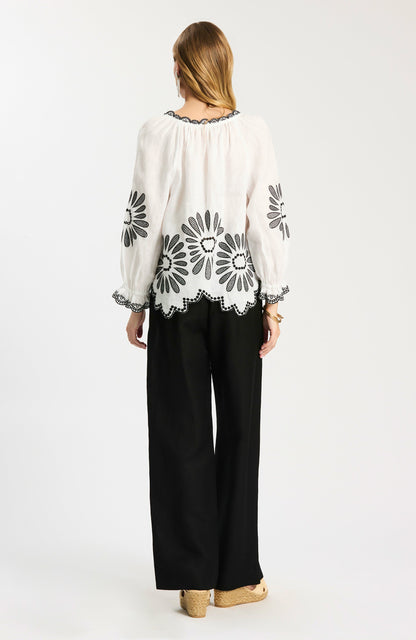 Kelsey Linen Embroidered Top