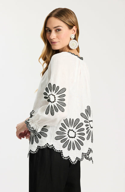 Kelsey Linen Embroidered Top