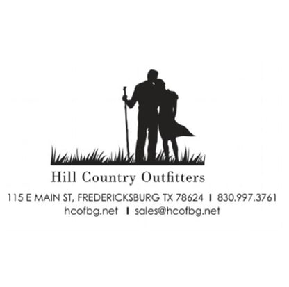 Hill Country Outfitters Gift Card featuring a silhouette of a couple standing in grass, representing a family-owned boutique in Fredericksburg, Texas, specializing in high-quality outdoor and lifestyle brands.