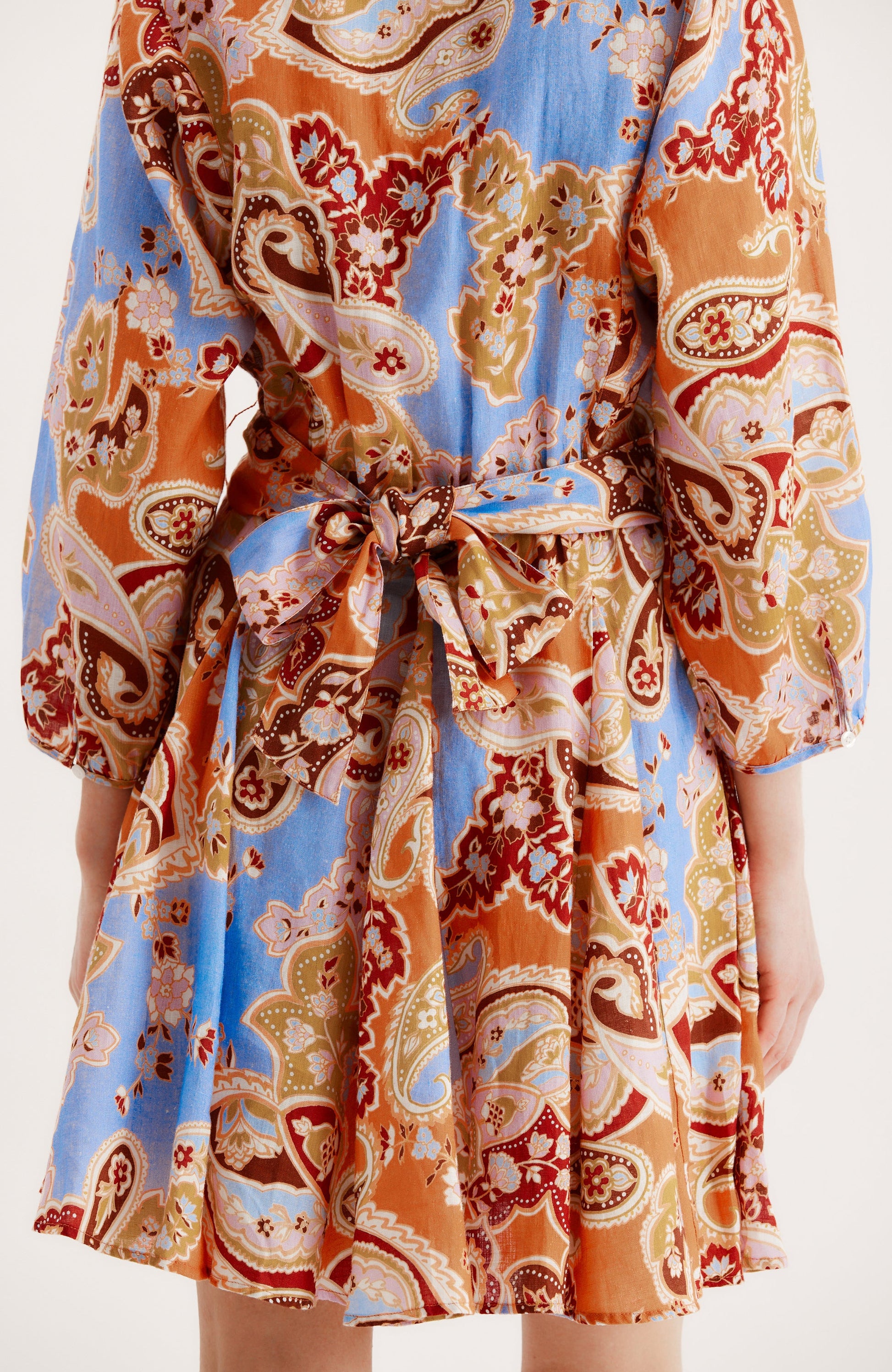 paisley linen dress VENUS Printed Linen Maxi Dress | Purple Paisley Border