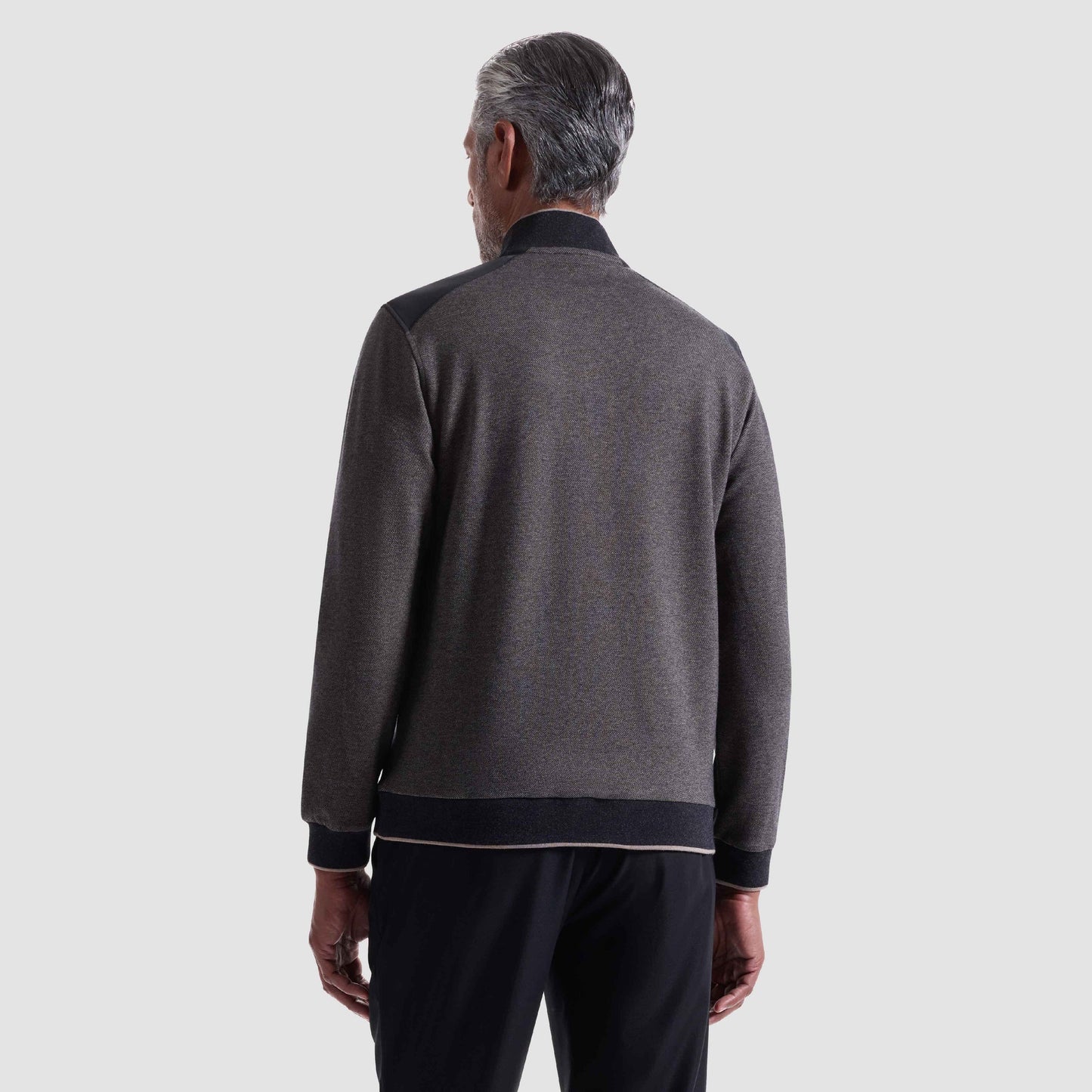 L/S Quarter Zip Knit - Diagonal Stripe Taupe