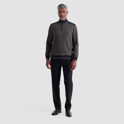 L/S Quarter Zip Knit - Diagonal Stripe Taupe