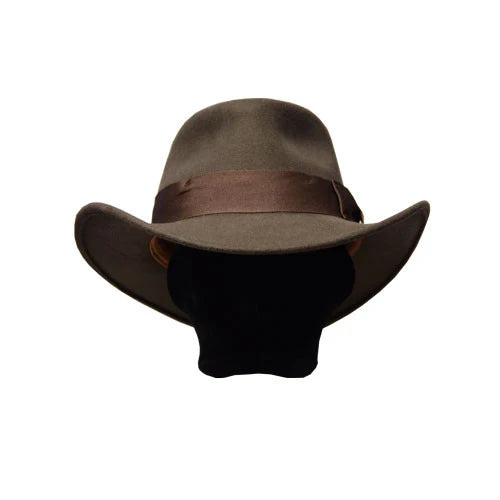 Indy All Seasons Outback Brn brown wool fedora with grosgrain band, men's hats Fredericksburg