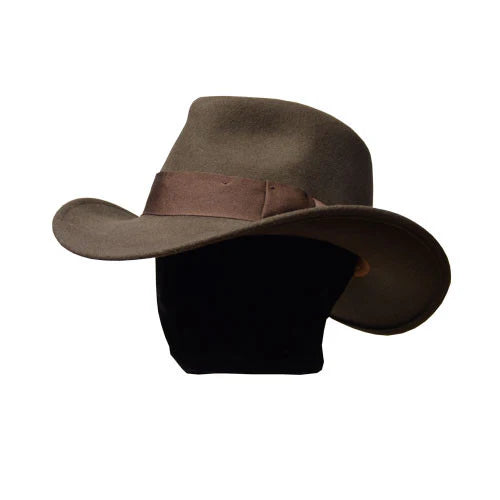 Indy All Seasons Outback Brn brown wool hat with grosgrain band, curated Mens Hats Fredericksburg
