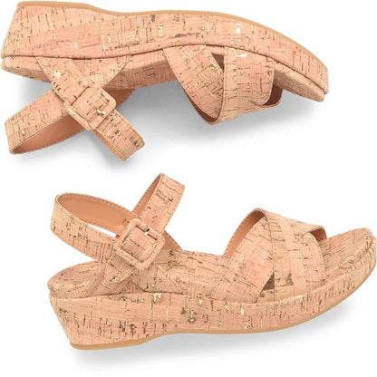Myrna 2.0 open-toe cork wedge sandal with cross straps and buckle detail