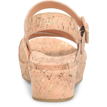 Myrna 2.0 cork wedge sandal back view showing slingback strap and heel