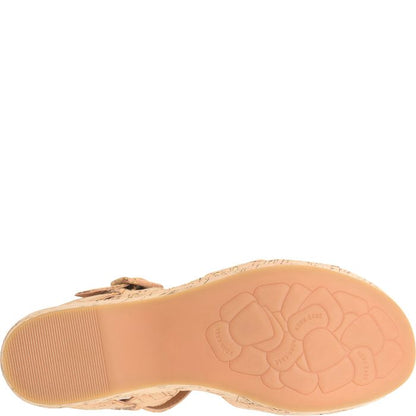 Myrna 2.0 cork wedge sandal outsole in light tan with textured grip pattern
