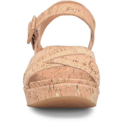 Myrna 2.0 cork wedge sandal rear view with slingback strap and buckle