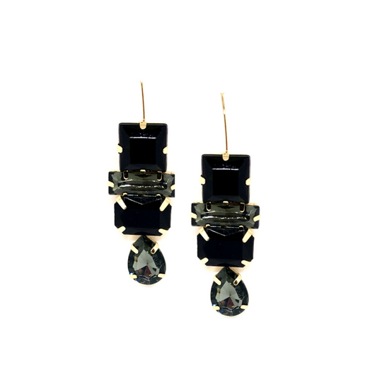 Deco Gem Drops Earring Black