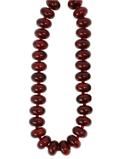 Sugar Bead Necklace by TREASURE JEWELS with glossy red beads