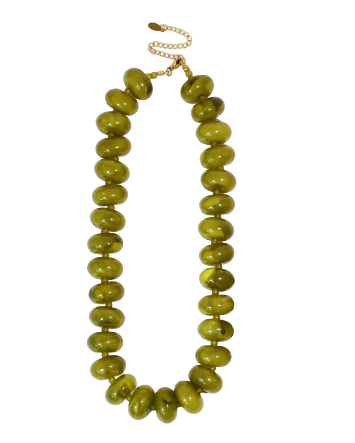 Sugar Bead Necklace by TREASURE JEWELS with green gemstone beads