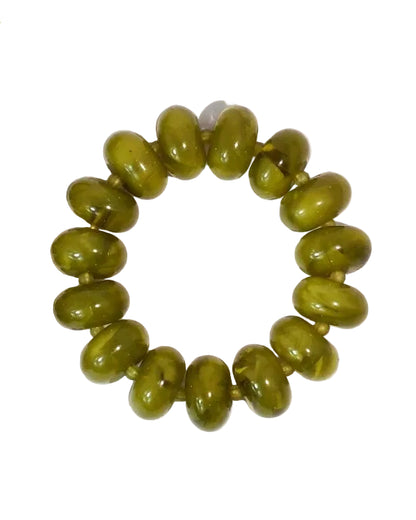 Sugar Bead Bracelet by TREASURE JEWELS in glossy green beads