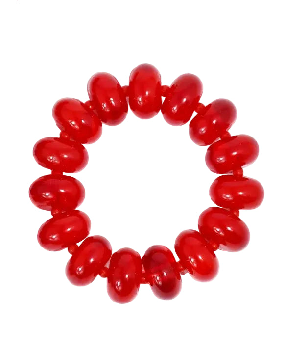 Sugar Bead Bracelet by TREASURE JEWELS in glossy red beads