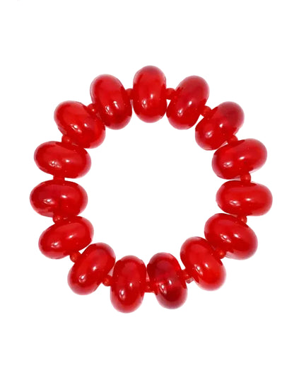 Sugar Bead Bracelet by TREASURE JEWELS in glossy red beads