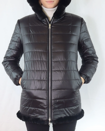 Revers Faux Fur Jkt W/Pkt Black